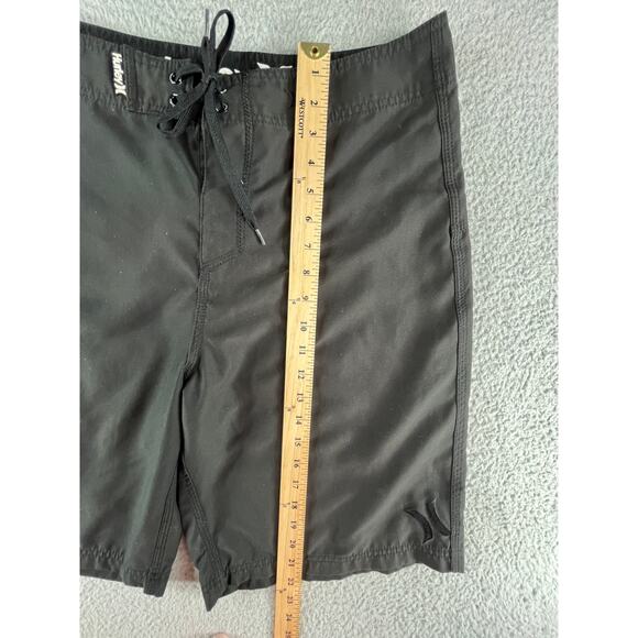 Hurley Board Shorts Swim Trunks Mens 32 Black Pockets Drawstring Polyester - Picture 2 of 9